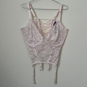 NWT Adore Me Pink Lace (Mauve Chalk) Wired Corset with Garter Size 3X